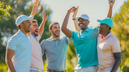 Group of friend playing golf together ..