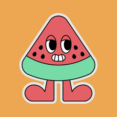 cute retro cartoon watermelon character