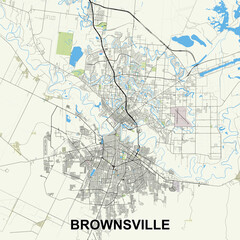 Brownsville, Texas, USA map poster art