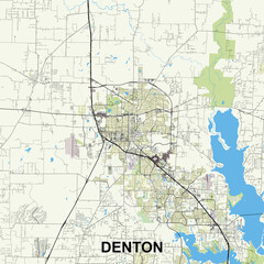 Naklejka premium Denton, Texas, USA map poster art