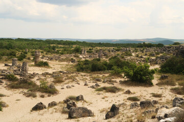 View over the stone forest of Pobiti Kamani near Varna, Bulgaria