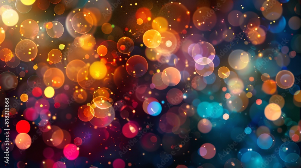 Poster warm toned bokeh lights background with an abstract design. suitable for holiday and festive decorat