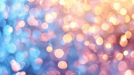 Obraz premium Soft bokeh background with blue and peach tones. Ideal for festive and peaceful themes