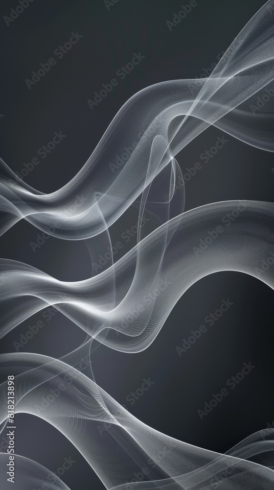 Poster elegant wavy lines in white on a dark background. perfect for minimalist and sophisticated themes