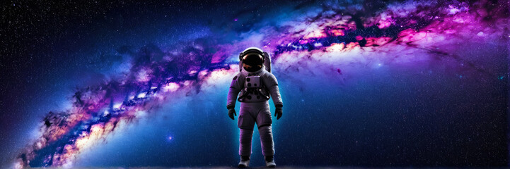 The banner. An astronaut hovers in the bottomless void of outer space, the Milky Way glows brightly...