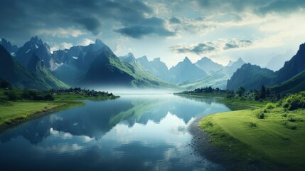 Fototapeta premium Beautiful mountain landscape, HD 4K wallpaper