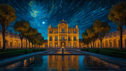 Fototapeta premium old building, elements and architecture, cityscape in the center of the city in the evening 