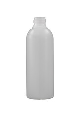 Light gray plastic HDPE bottle isolated on a transparent background.