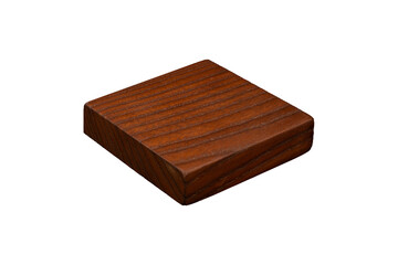 Dark brown wooden slab isolated on a transparent background.