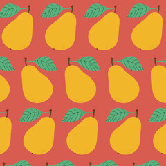 Seamless background with pears. Vector illustration.