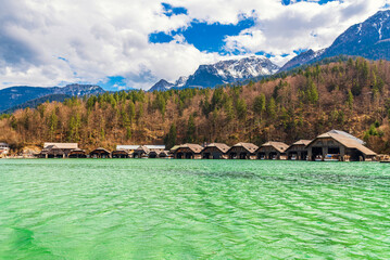 Boathouses in Königsee, Germany 