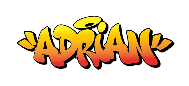 Adrian name in graffiti style. Vector illustration.