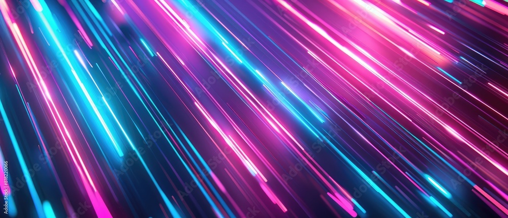Poster 3d render abstract background showcasing bright laser rays and neon lines glowing in ultraviolet spe