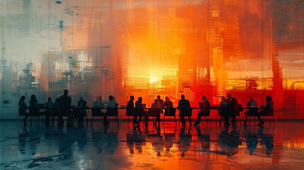 Obraz premium 1Soft Focus of Blurred People Meeting at Tabl