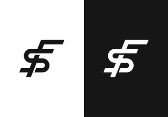 Flat minimal FS, SF logo design icon vector