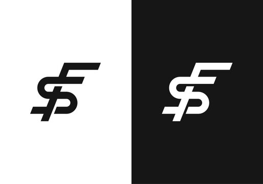 Flat minimal FS, SF logo design icon vector