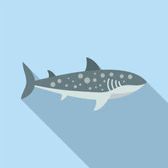 Simple and clean graphic of a whale shark on a blue background, suitable for educational material