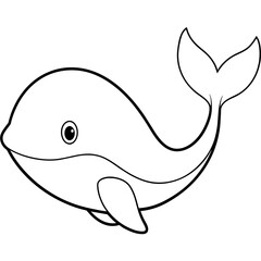 blue whale lineart vector illustration