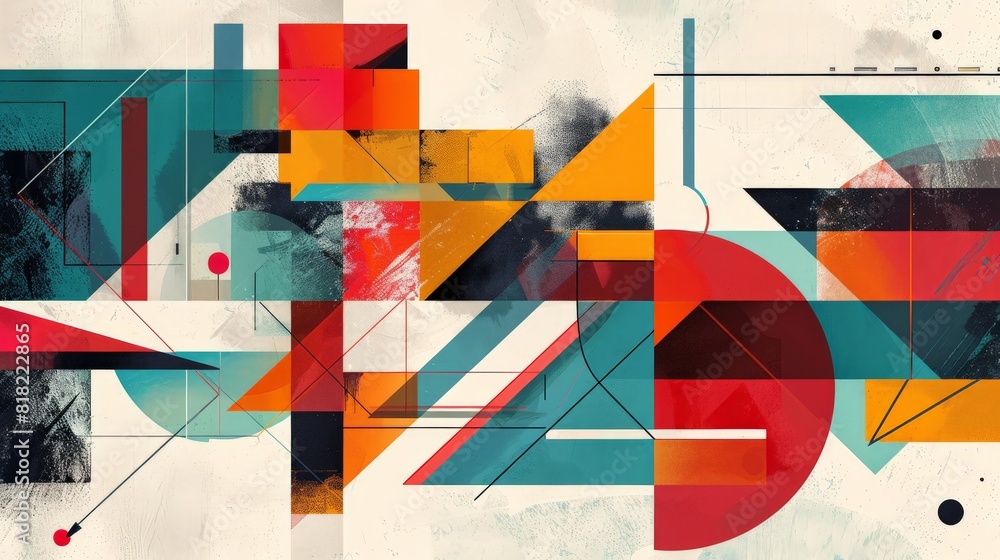 Aufkleber colorful abstract geometric artwork with overlapping shapes and textures. modern art concept for con