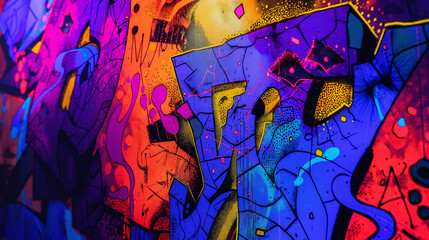 Neon graffiti art on an urban wall