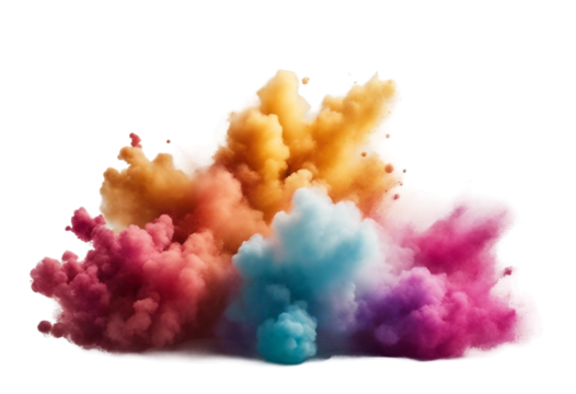 magenta smoke sky paint print explosion colorful white key powder clouds yellow abstract cloud CMYK concept blue cyan holi isolated light color
