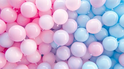 Close-up of blue and pink balloons for a joyful and vibrant celebration or event. Perfect for festive occasions