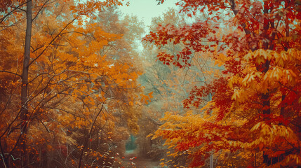 Autumn leaves in the forest