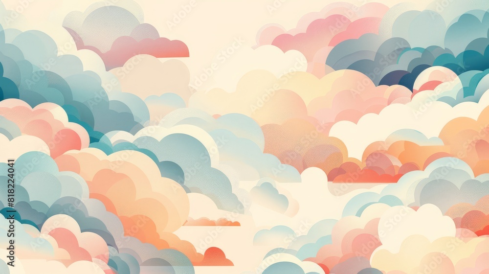 Poster Abstract cloud patterns in a colorful and vibrant design, ideal for modern graphic backgrounds