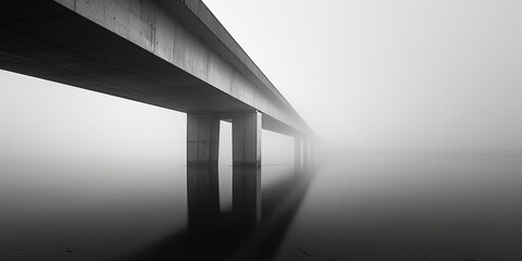 A modern bridge stretching into negative space, monochrome