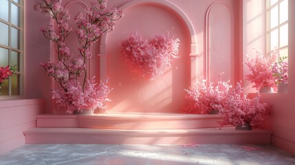 style with a pink podium background perfect for show