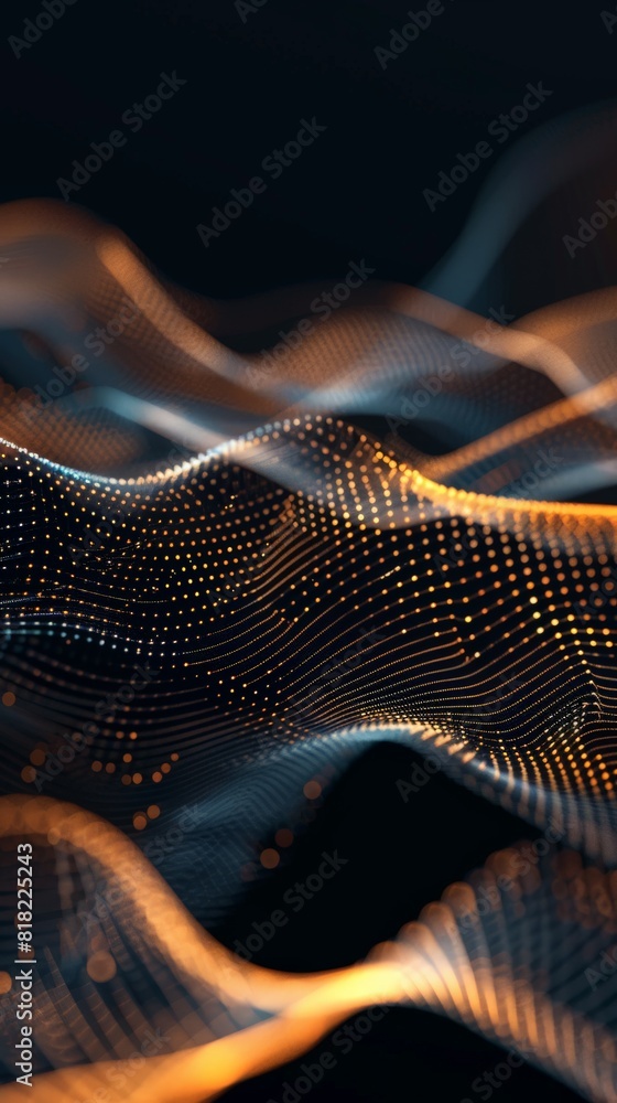Poster Abstract orange and blue digital waves for dynamic backgrounds in presentations and web design