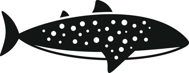 Black and white vector illustration of a fish with a dotted pattern, perfect for marine themes