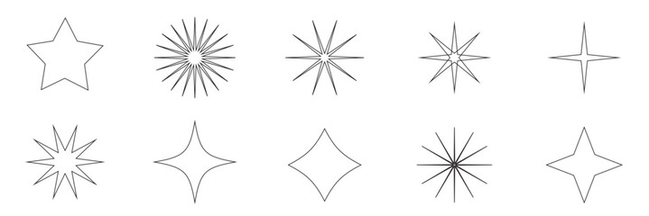 Sparkle Icons set. Twinkle stars collection. Shine star icons. Effect shine, glitter, twinkling and clean. Star sparkle icon. Vector illustration.