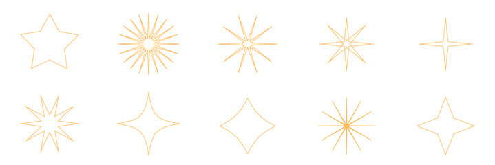 Sparkle Icons set. Twinkle stars collection. Shine star icons. Effect shine, glitter, twinkling and clean. Star sparkle icon. Vector illustration.