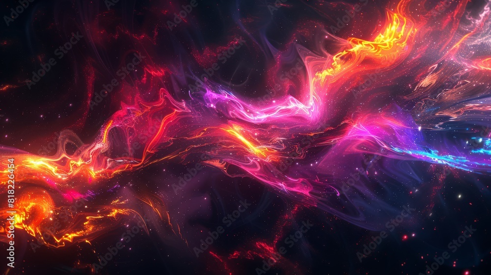 Poster fiery abstract energy waves flowing in vibrant red and pink colors. suitable for dynamic designs