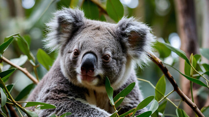 koala face with forest background