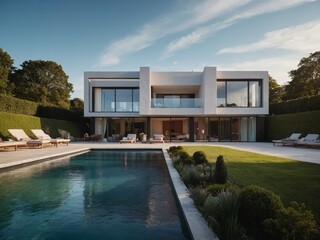 Modern residential district with green roof and balcony generated by AI