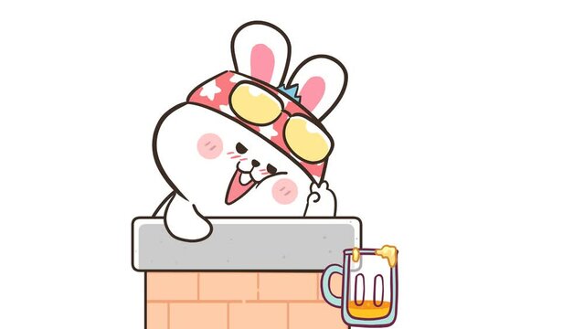Animated Tipsy Rabbit - White Background