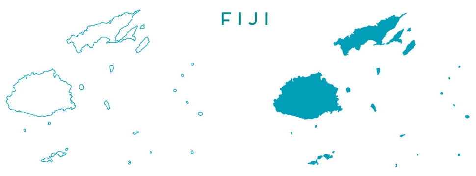 Fiji map outlined and blue vector