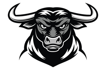 Solid color outline angry bull vector design