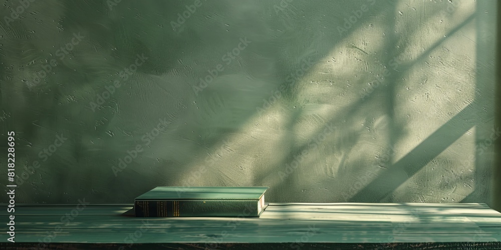 Poster a single book on a table with negative space