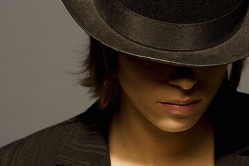 Young Woman Wearing Top Hat