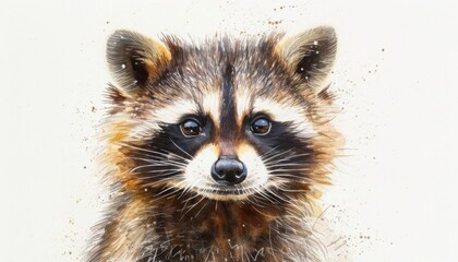 Playful raccoon with mischievous grin watercolor art