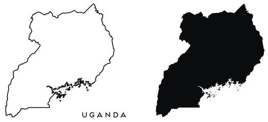Uganda map outlined and blue vector