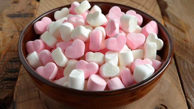 a heart-shaped bowl of marshmello