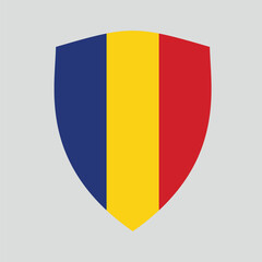 Romania Flag in Shield Shape Frame