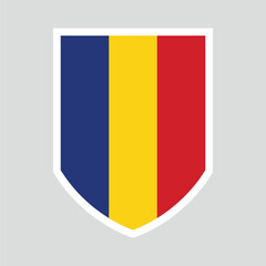 Romania Flag in Shield Shape Frame
