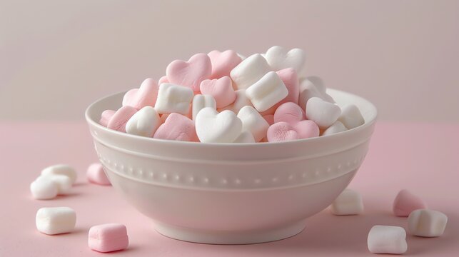 a heart-shaped bowl of marshmello