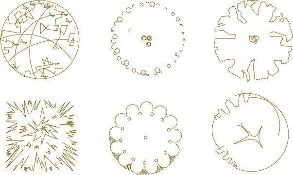 Vector illustration sketch of logo icon design, siteplan layout, tree plants seen from above for completeness of the plan