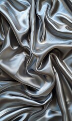 Obraz premium Elegant silver satin fabric with luxurious folds